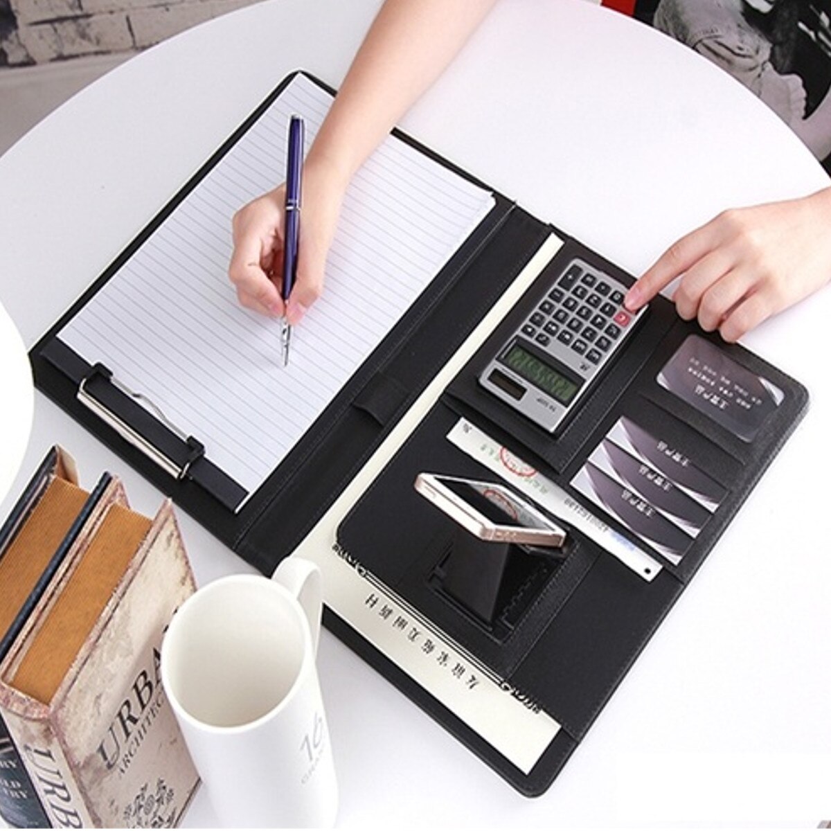 A4 PU Leather File Folder Job Executive Multifunction Office Organizer Planner Notebook School Office Folder for Documents