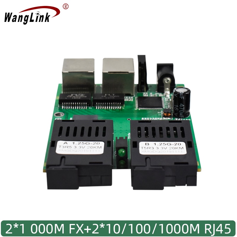 10/100/1000M Gigabit Ethernet Switch Ethernet Fiber Optische Media Converter Single Mode 2 RJ45 Utp En 2 Sc Fiber Poort Board Pcb