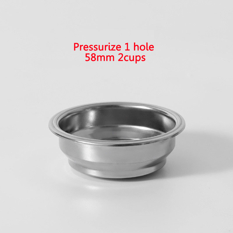 Panier de filtre à café pressurisé à 1 trou, 51MM/58MM, tasse simple/Double, adapté au porte-filtre 51mm/58mm, outil à café expresso: Gris clair