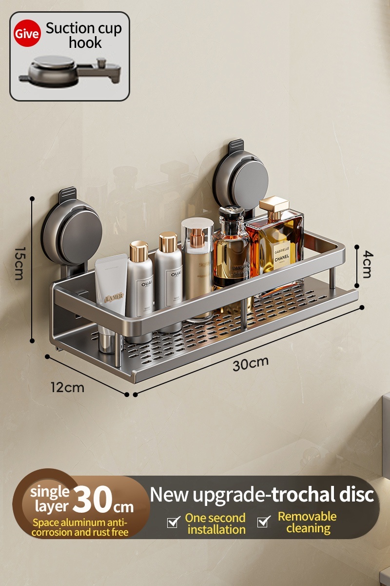 Toilet storage rack, bathroom washbasin, toilet, shower room, kitchen, wall mounted non perforated towel rack: WHITE