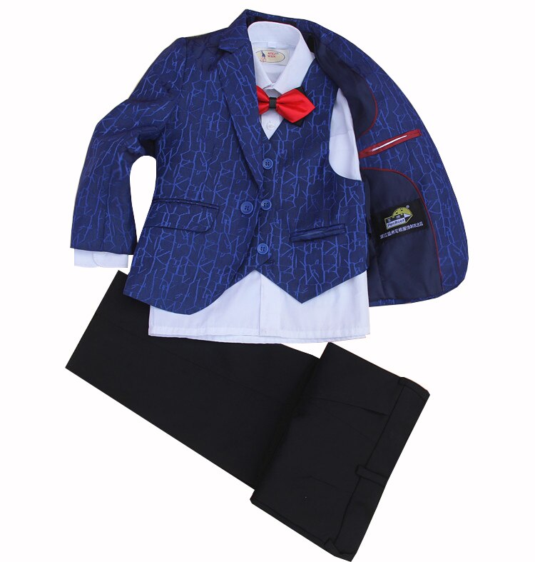 Conjunto de roupa social para meninos, 4 peças, jaqueta, colete, calça, gravata borboleta, casamento, tamanho de alta qualidade, 2 anos a 12 anos