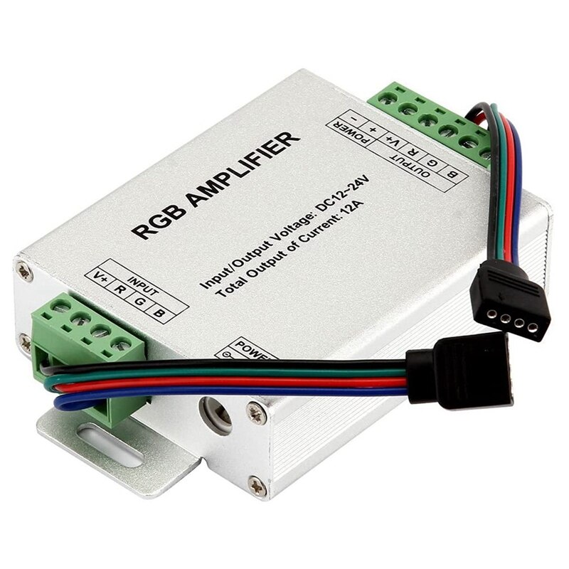 DC 12V To 24V 12A LED Strip Lights 3 Channels RGB Signal Amplifier Repeater For 10M 4 Pin 5050 3528 LED String Lights