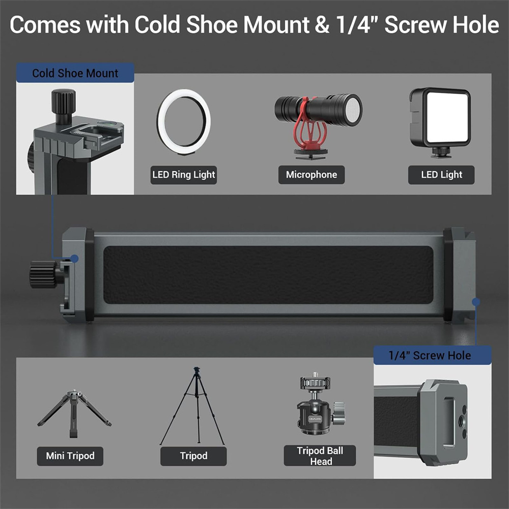 Tablet Holder Clamp Clip for iPad pro air mini 2 3 4 Universal Clip Tripod Mount for Iphone Smartphone Tablet Mic Led Light