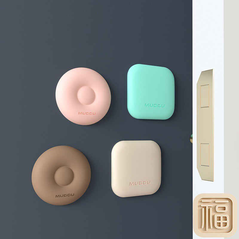 4-piece Air-soft Silicone Anti-collision Stickers Door Handle Anti-collision Pad Protection Cushion Door Rail Wall Guard