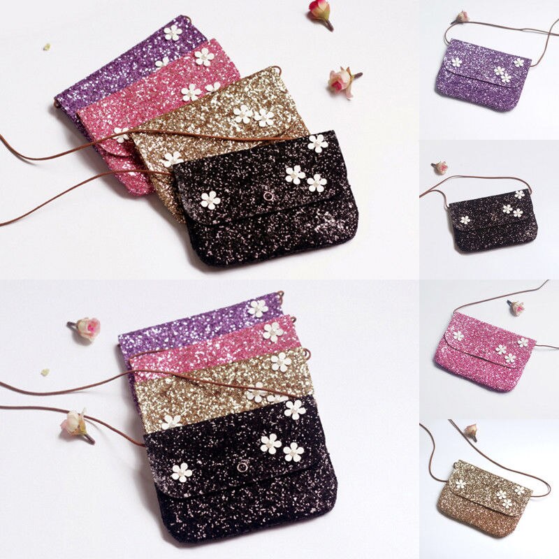 tout enfants filles Mini sac à bandoulière fleur Sequin PU sac à main enfant sacs à bandoulière porte-monnaie enfants bébé