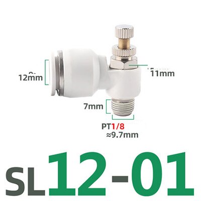 SL pneumatic quick coupling hose 4 6 8 10 12mm M5" 1/8" 1/4" 3/8" 1/2 air speed adjustment control valve acceleration valve: SL12-01