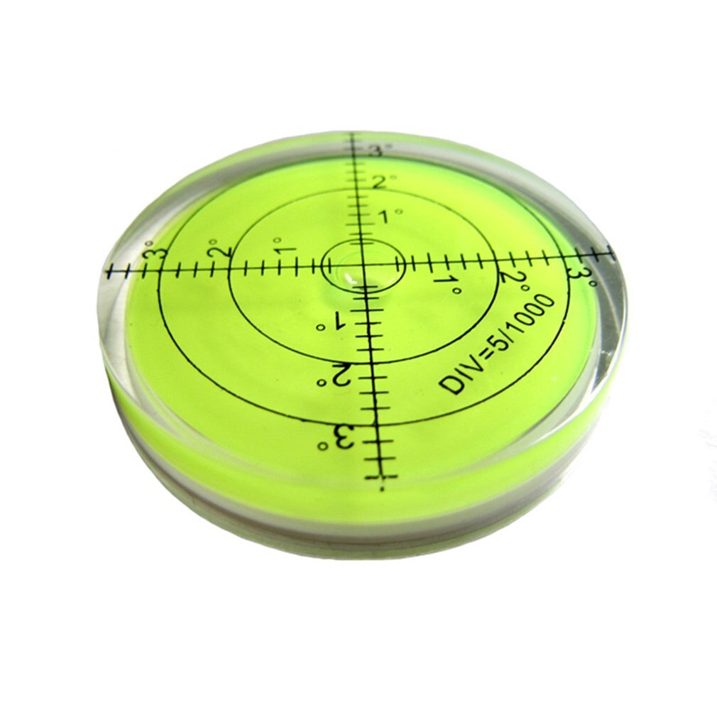 Grote Universele 66*12Mm Spirit Bubble Level Graden Mark Oppervlak Circulaire Niveau Bubble Voor Meten Groene Kleur