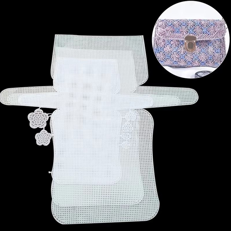 Plastic Mesh Cloth For Bag Making DIY Handcraft Bags Weaving Material Latch Hook Bags Made Plastic Grid Hook Crafts Accessories
