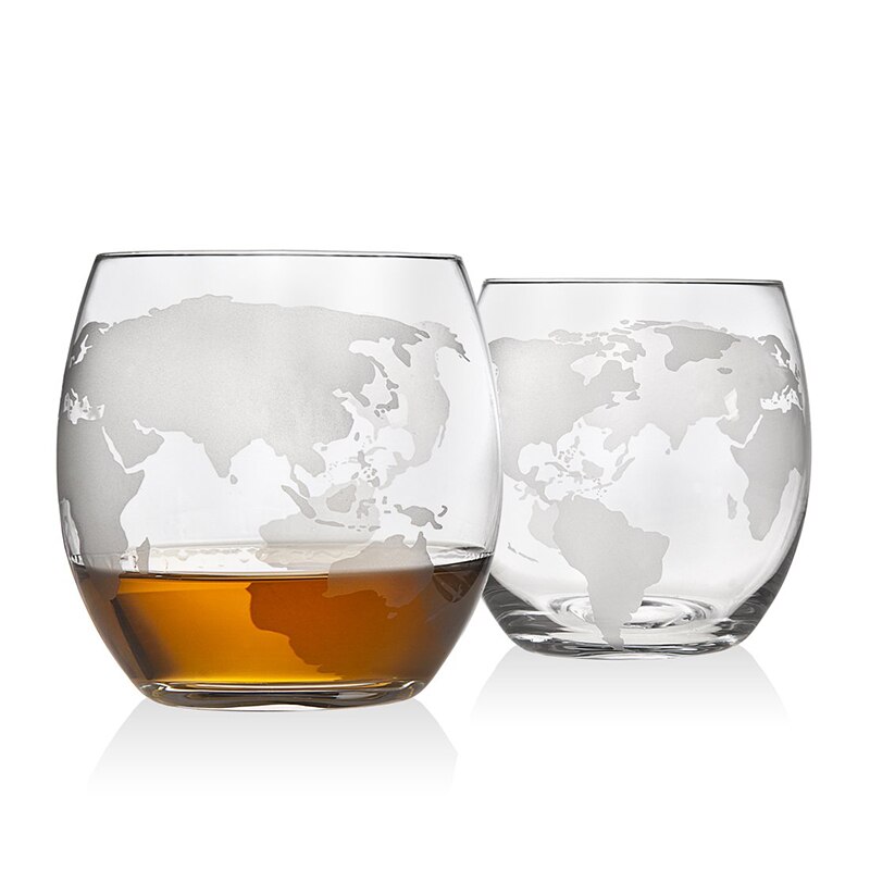 Whiskey Dispenser Globe Machine Set With Etched Globe Whisky Glasses Style Novelty Drinking Dispenser For Liquor Scotch Bourbon