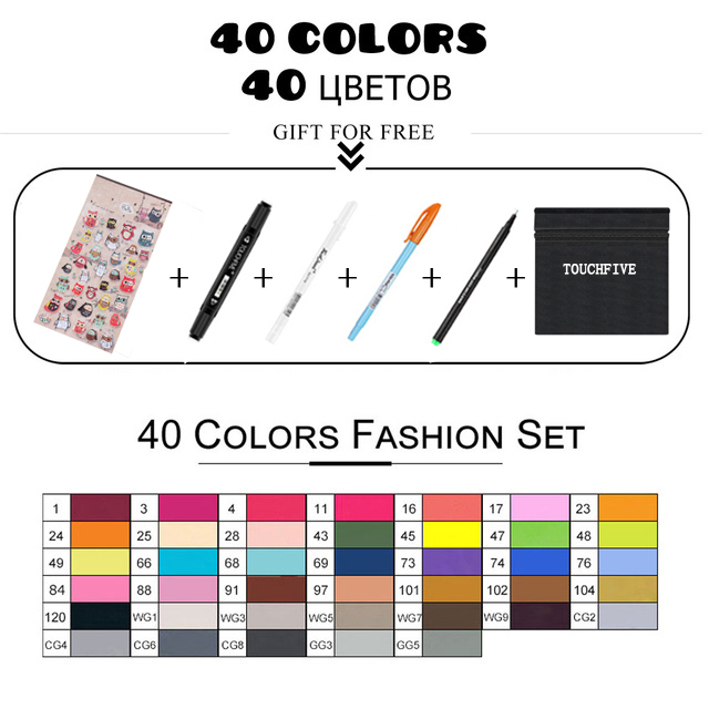 TouchFIVE 168 couleurs huileux à base d'alcool Art marqueurs ensemble double tête croquis marqueur artiste pinceau stylo pour Manga eau couleur stylos