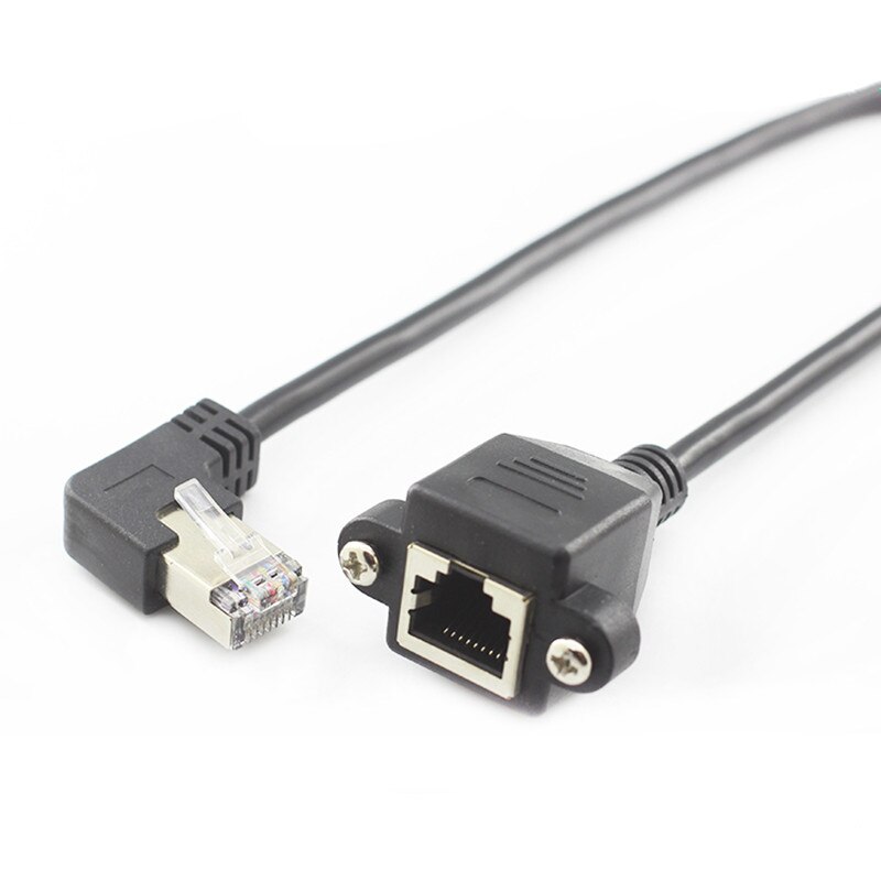 60cm w górę w dół prawy lewy kątowy 90 stopni 8P8C FTP STP UTP Cat5 RJ45 ze śrubą Lan sieć Ethernet przedłużacz 1ft 0.3m: 60cm / Right