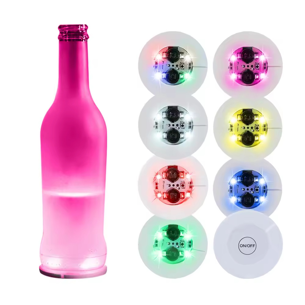 1-200Stck LED Untersetzer Lichter Bunte Leuchtende Wein Flasche Aufkleber Bar Hochzeit Party Beleuchtung Leuchtende Wein Flasche Aufkleber