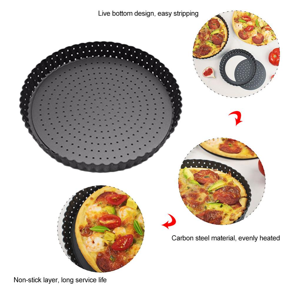 Kulstofstål non-stick gør-det-selv mikroovn pizza bagepande mesh plade plade bagegrej hjem køkken restaurant værktøj