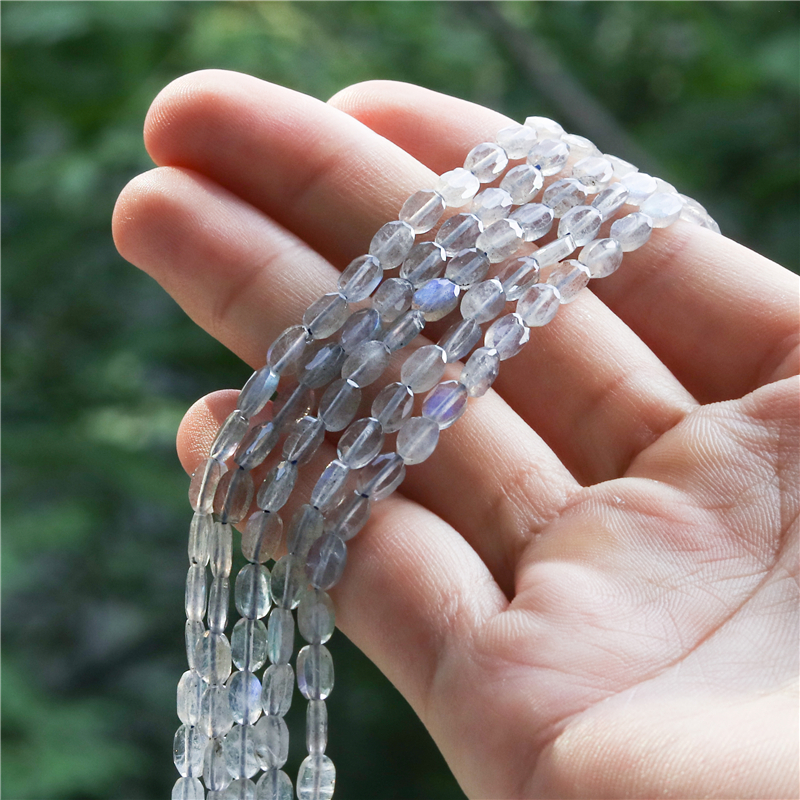 Cuentas facetadas ovaladas de labradorita de piedra Natural, tamaño 4x6MM para fabricación de joyas, pulsera Diy: Default Title