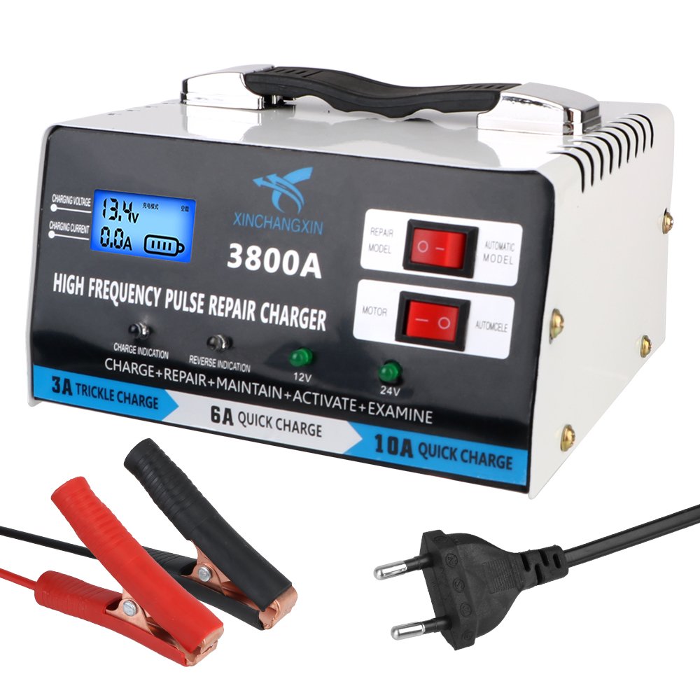Für Blei Säure Batterie Reparatur Batterie Ladegerät EU Stecker Schnelle Ladegerät High Power Voll Automatische Auto Batterie Ladegerät 12V 24V: Default Title
