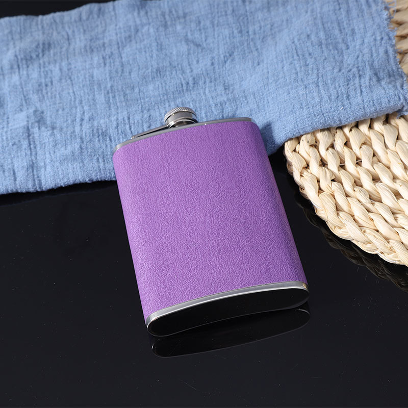 9OZ Portable Flagon Hip Flask set with cups funnel fork spoon purple for Whiskey Vodka Wine Pot Alcohol Drinking Bottle