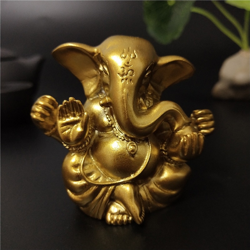 Gyllene elefant gud lord ganesha buddha staty indisk ganesh skulptur figurer ornament hem trädgård buddha dekoration statyer