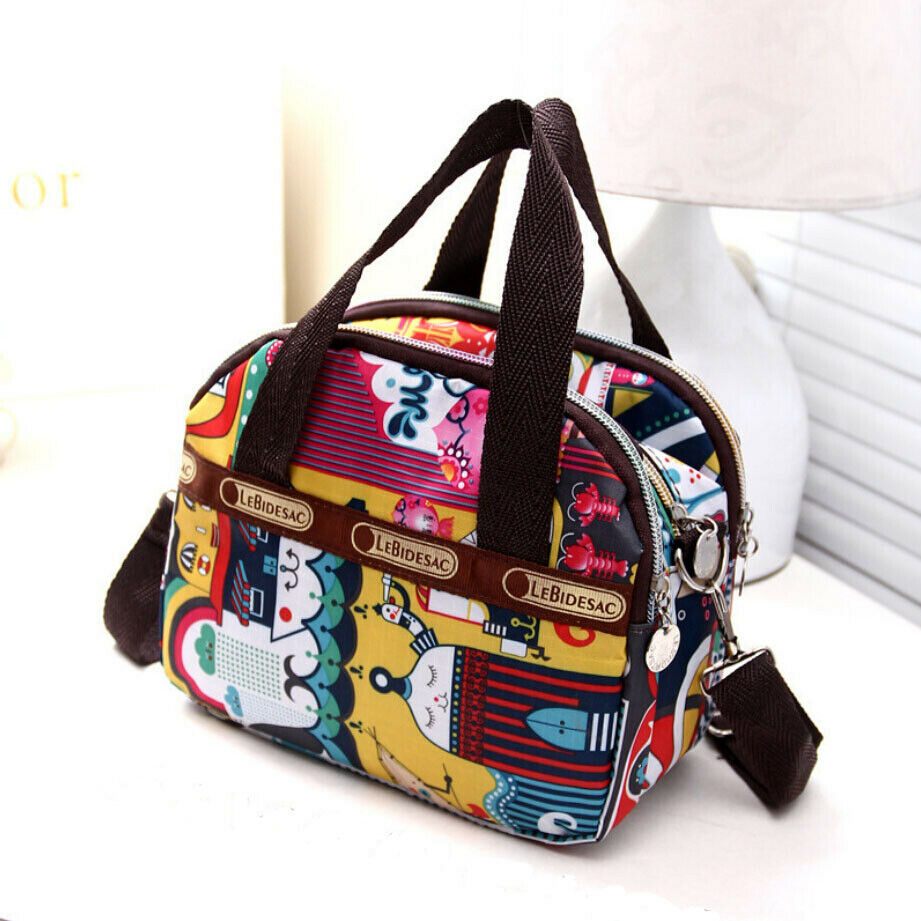Women Girls Bag Waterproof Nylon Zipper Shoulder Bag Travel Tote Purse Shopping Bags: amusement park
