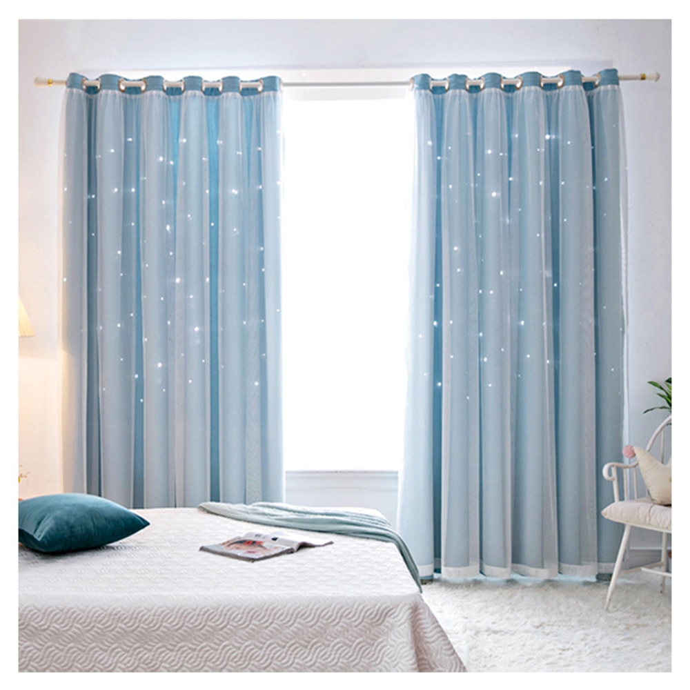 2 stk moderne gardiner til soveværelse vinduesgardin til stue gardiner udhulede stjerner skyggegardin gardiner hjem dekoration