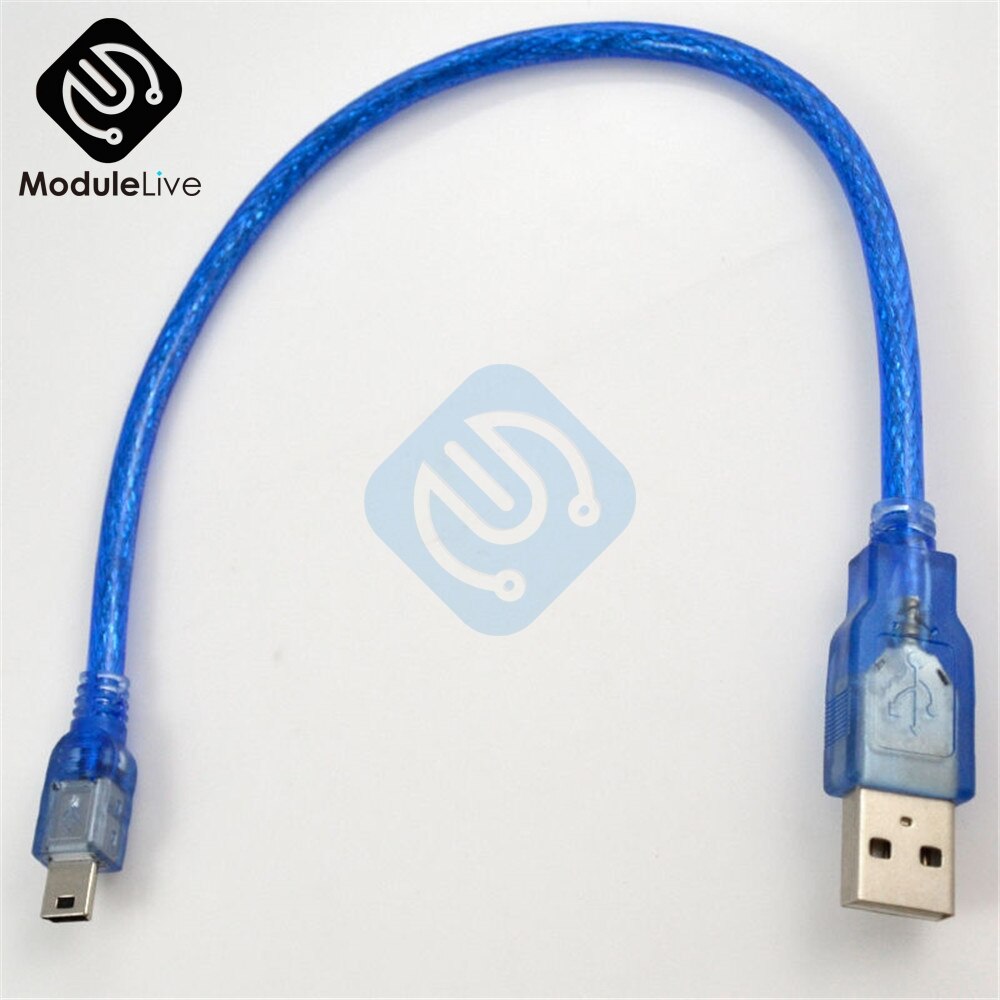 30cm USB 2.0 A Male To Mini B 5pin Male PC Data Cable Cord Leads for Arduino MCU Nano 3.0 Pro Also for Old Mobile Phone