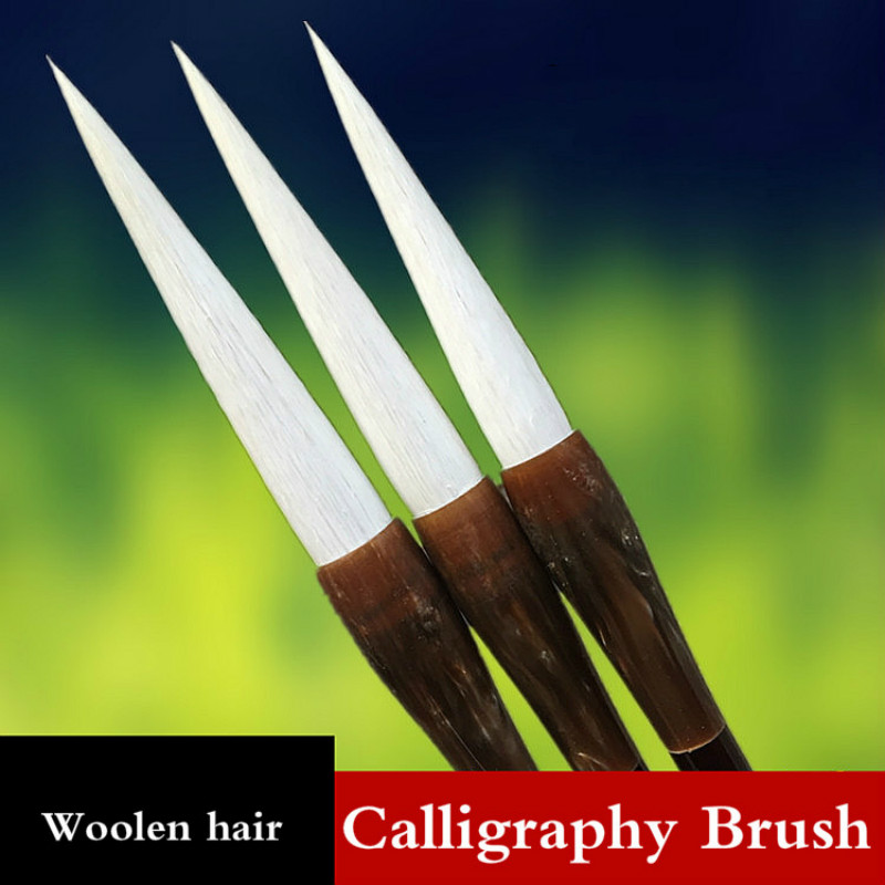 3pcs/set Chinese Calligraphy Brush Caligrafia Long Woolen Hair Cursive Script Official Script Painting Writing Brush Tinta China