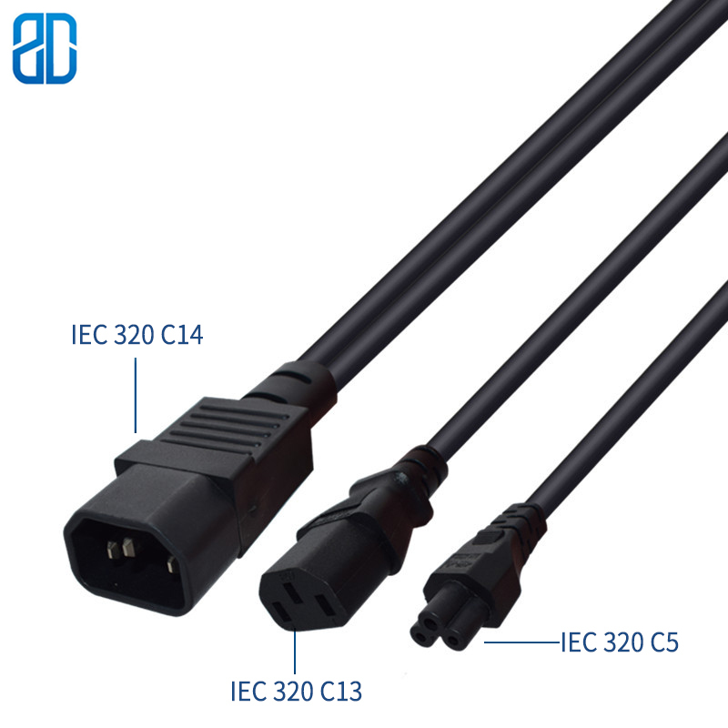 0.3 M C14-C13 + C5 IEC320 C14 Male Naar Double Vrouwelijke IEC320 C13 + IEC320 C5 Ac Power Verlengkabel koord Voor Pdu/Ups 3*0.75 Mm