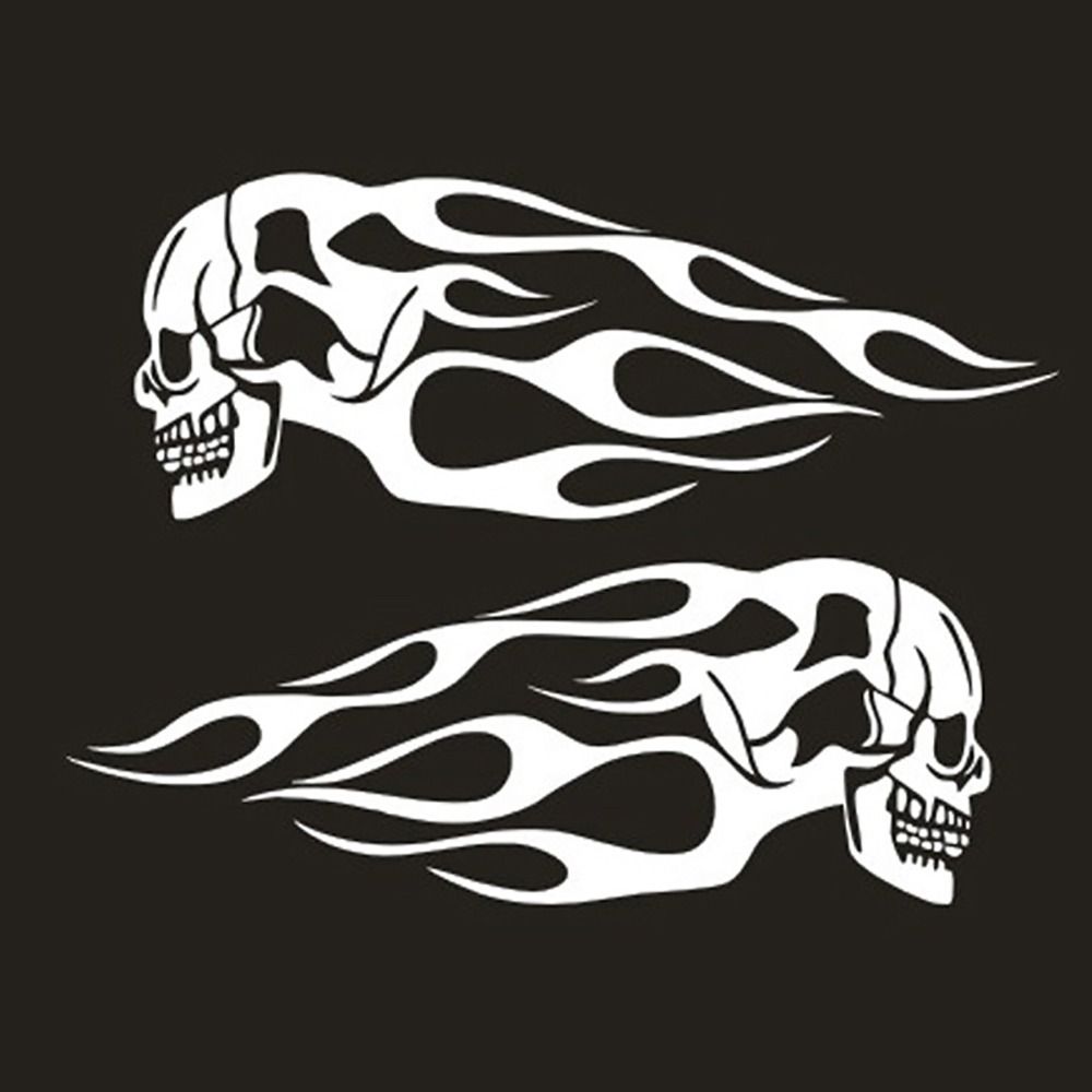 Calcomanías de calaveras de llama para motocicleta, adorno 3D, pegatinas para tanque de combustible, decoración para casco, accesorios universales para coche y moto, 2 unidades por juego: Gris oscuro