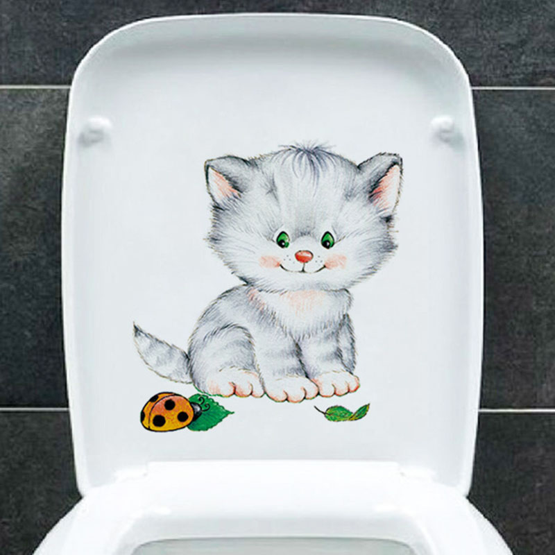 Cute Cat Stickers Deco Toilette Stickers With Cats Toilet Poster Toilet Bowl Lid WC Accessories Toilet Seat Bathroom Decoration
