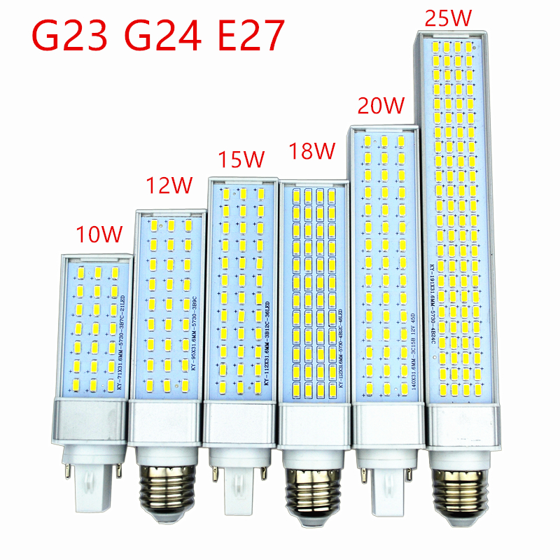 10w 12w 15w 18w 20w 25w e27 g24 led mais birne lampe licht smd 5730/5630 strahler 180 grad AC85-265V horizontalem stecker licht