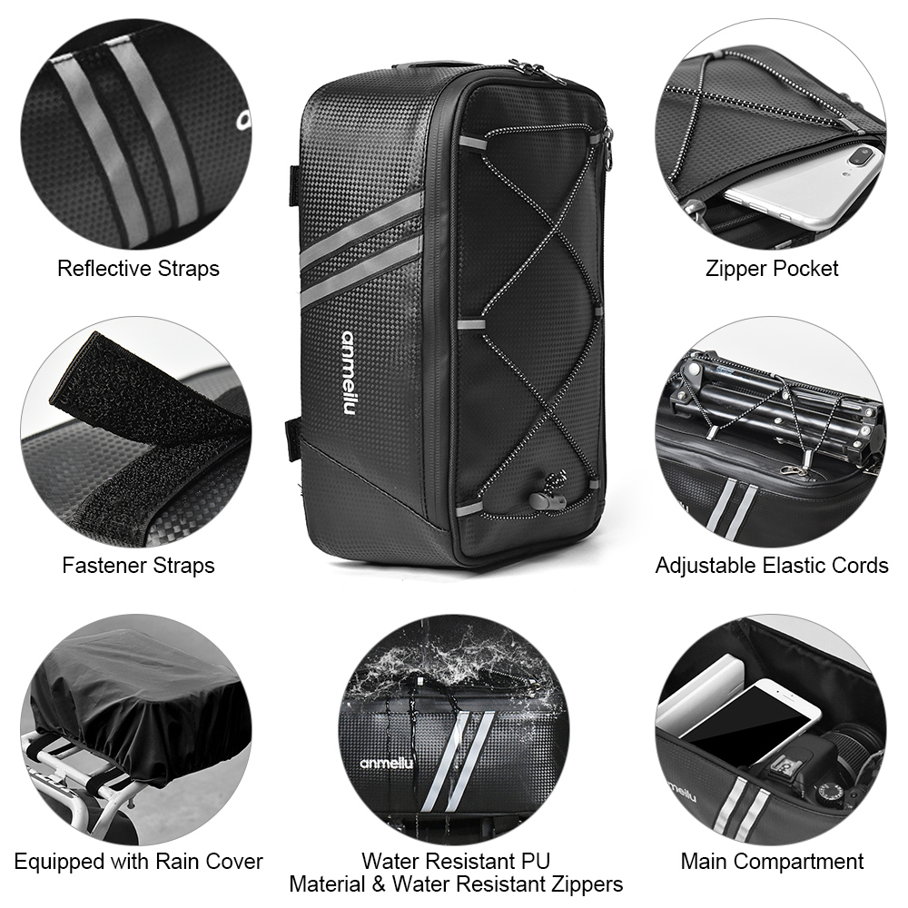 LIXADA Fahrrad Tasche Fahrrad Stamm Tasche 7L Fahrrad Hinten Tasche Wasserdicht Fahrrad Gestell Tasche mit Wasserdicht Regen Abdeckung
