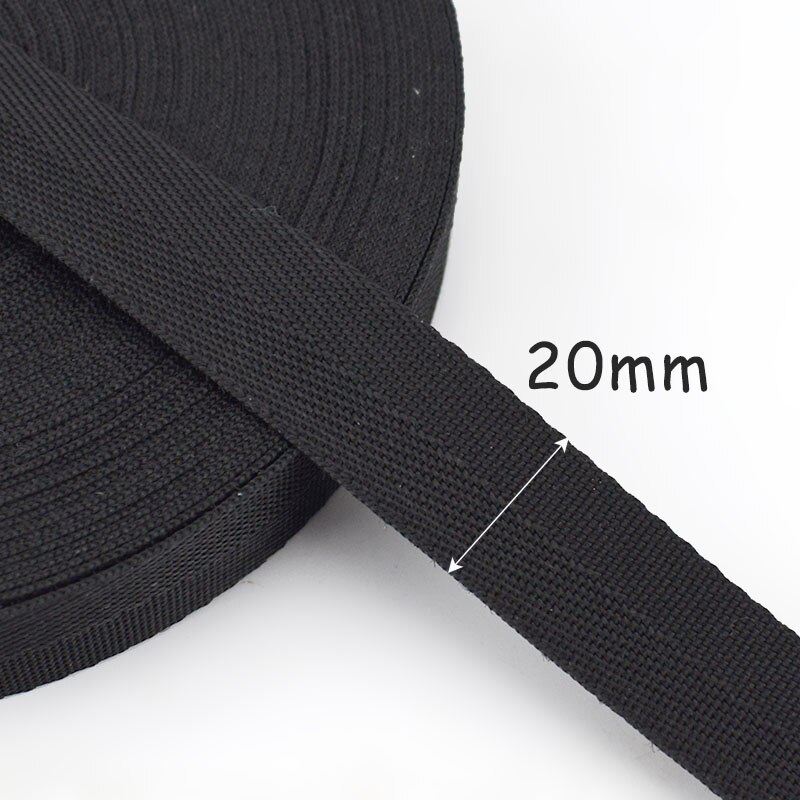 18M 20-30Mm 0.9Mm Dikke Zwarte Polypropyleen Pp Singels Lint Band Band Tape Voor Rugzak Riem diy Kledingstuk Naaien Accessoires: 20mm