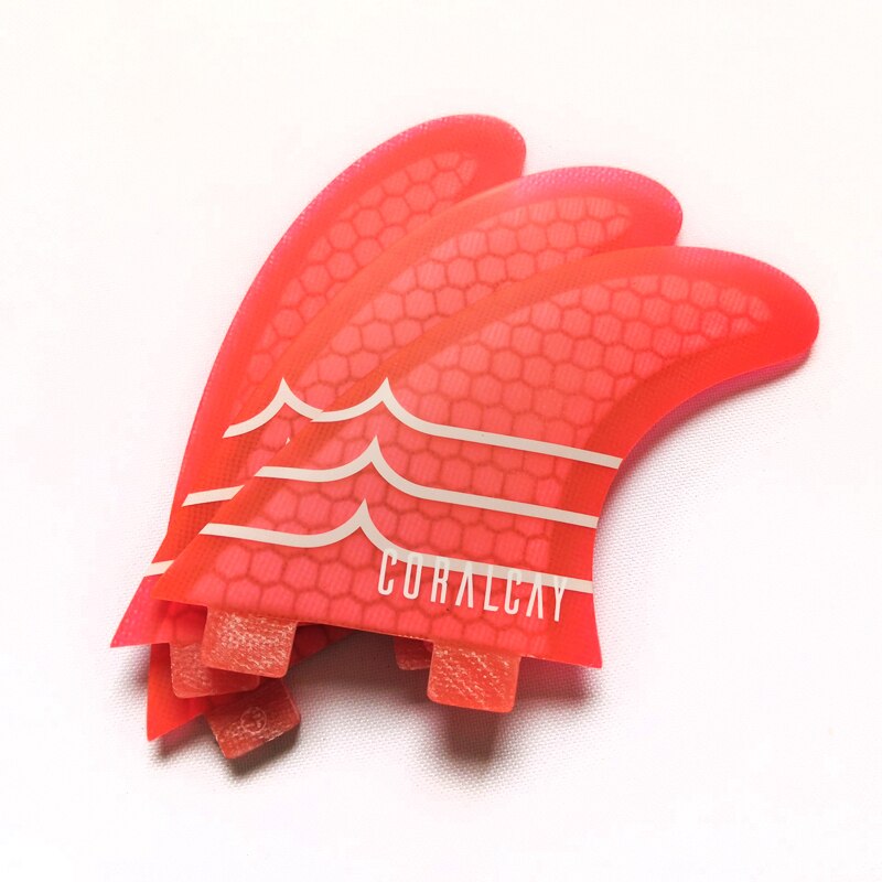 Aletas para tabla de Surf Coral-cay FCS, Tri Truster, amarillo, rojo, verde, fibra de vidrio, kitesurf, quillas FCS de windsurf: red G5