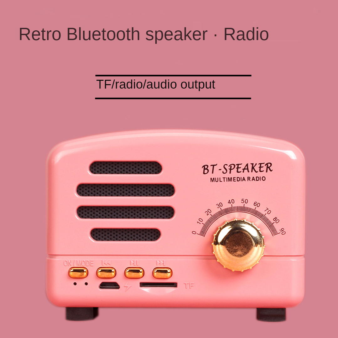 Retro Bluetooth Speaker MP3 Small Speaker Computer Mini Novel Portable Radio Card SD Mobile Phone Small Sound