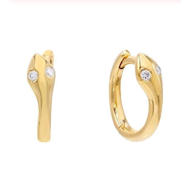 ROXI 925 Sterling Silver Snake Small Circle Hoop Earrings For Women Cubic Zircon Stone Earrings Animal Jewelry Punk Party: Gold