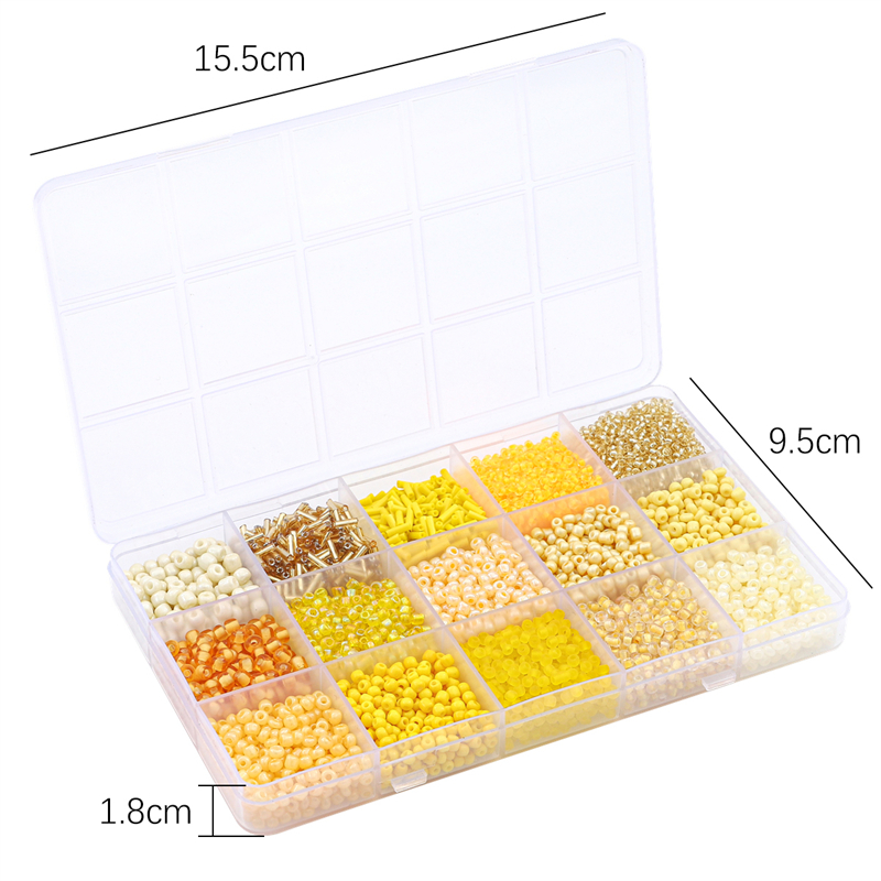 Juego de cuentas de vidrio de 15 colores para hacer pulseras, cuentas espaciadoras sueltas con caja de almacenamiento, Kit de tubos para manualidades, dijes de collares