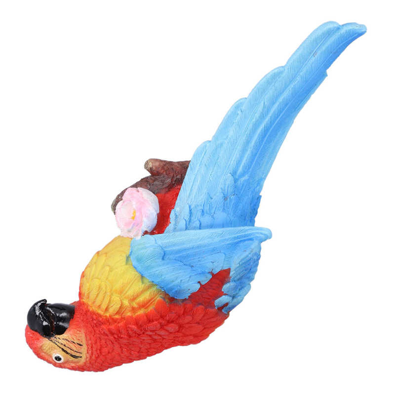 Parrot Sculpture Wall Mounted 10 X 32.5 X 7cm Tropical Colorful Hanging Macaws Sculpture for Patio