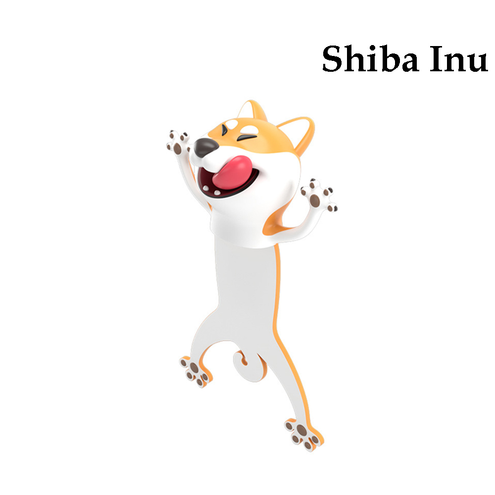Marcapáginas de lectura de estilo Animal de dibujos animados en 3D, marcadores divertidos de PVC, suministros de papelería escolar, marcapáginas de para niños: shiba inu
