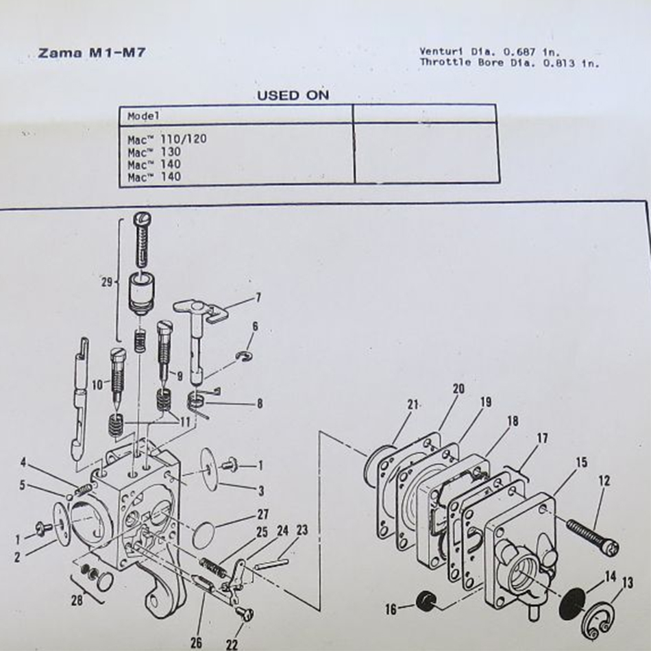 KELKONG 1 impostato carboidrati kit per Zama M1M7 RB19 McCulloch motosega mini Mac 110 120 130 140 motosega carboidrati