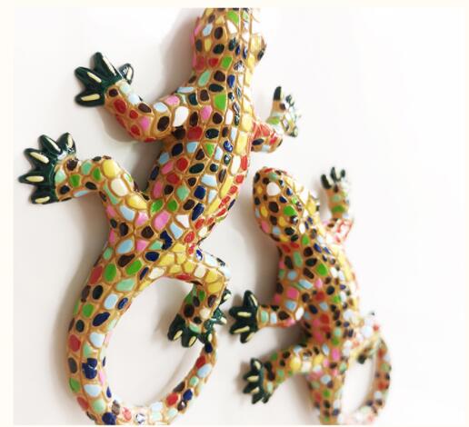 Håndlavet malet spansk mosaik gecko firben 3d køleskabsmagneter turisme souvenirs køleskab magnetiske klistermærker