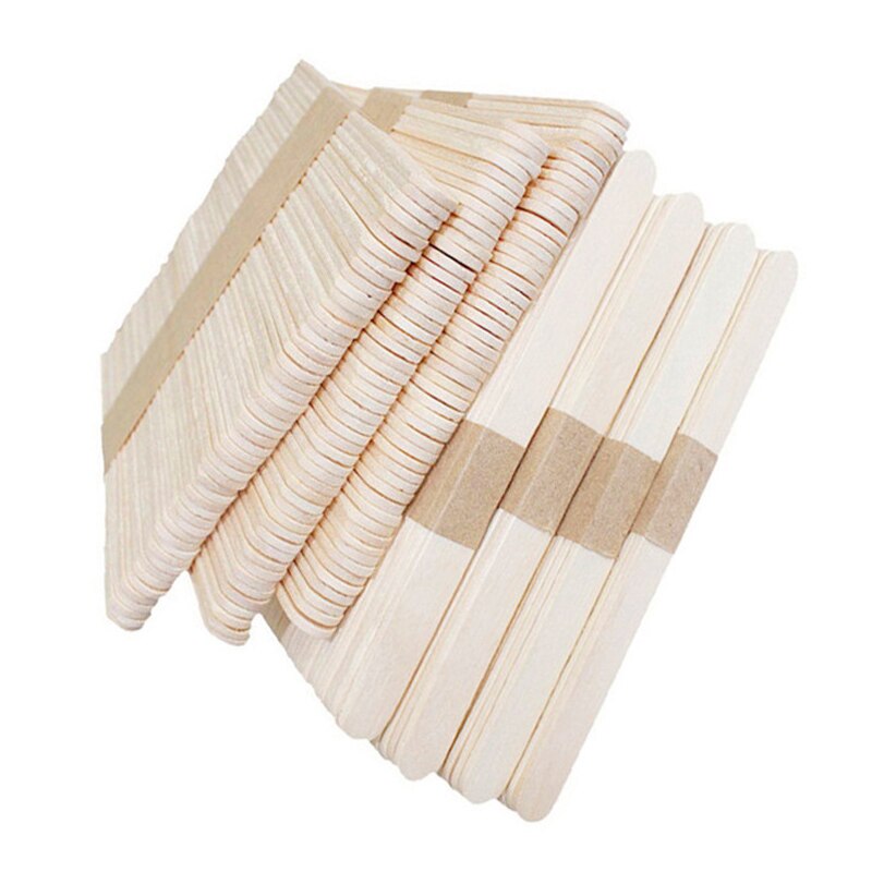 50/100pcs Ice Cream Popsicle Sticks Natural Wooden Sticks Ice Cream Spoon Hand Crafts Art Ice Cream Lolly Cake Tools