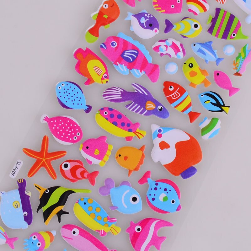 Oceaan Dier Kawaii Bubble Stickers Kinderen Cartoon Bubble Stickers 3D Bubble Stickers Kids Jongens Meisjes Leuke Puffy Stickers XQ21