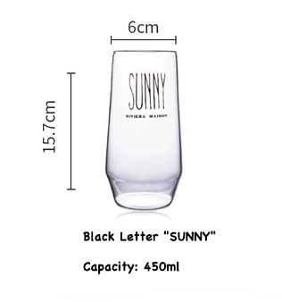 Water Glass,Juice Glass, Water Cup,Highball Glass, Drinkware: Black Sunny 450ml