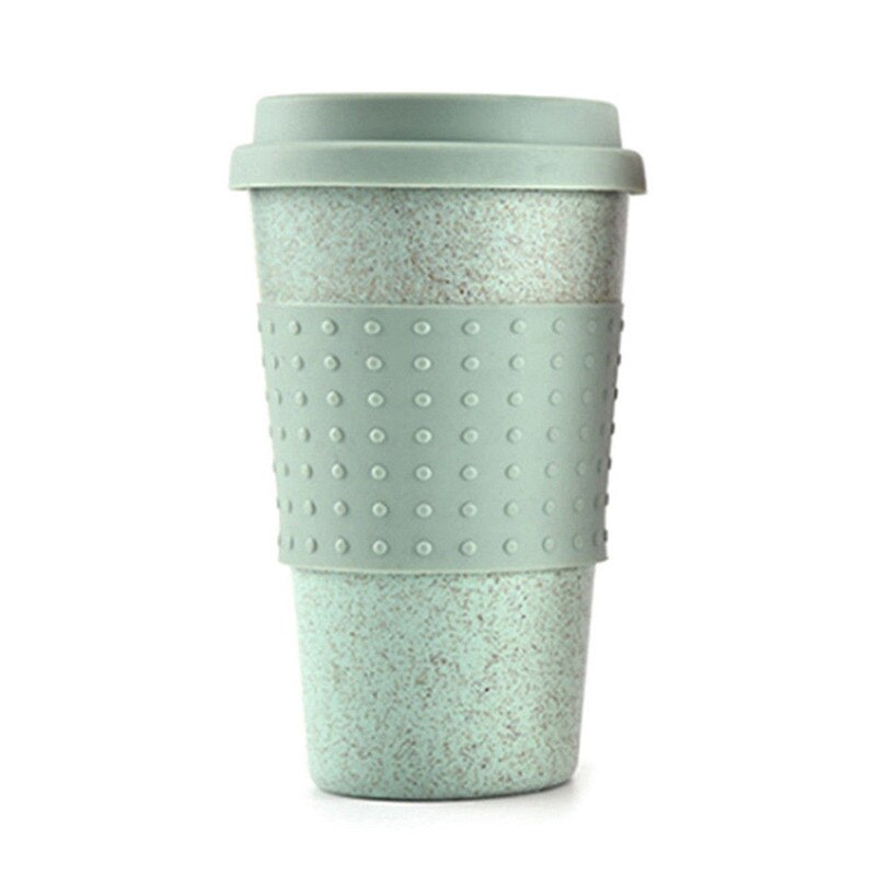 3 farver 300ml miljøvenlige bærbare kaffe te krus rejsekrus med låg: Grøn
