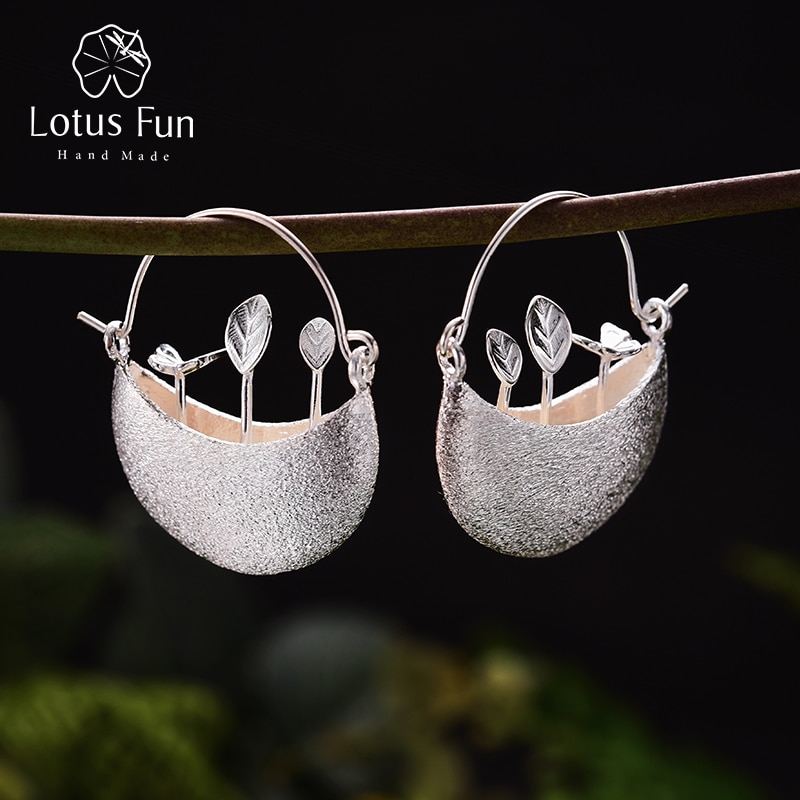 Lotus Plezier Echte 925 Sterling Zilver Natuurlijke Creatieve Handgemaakte Fijne Sieraden My Little Tuin Dangle Oorbellen Voor Vrouwen Brincos