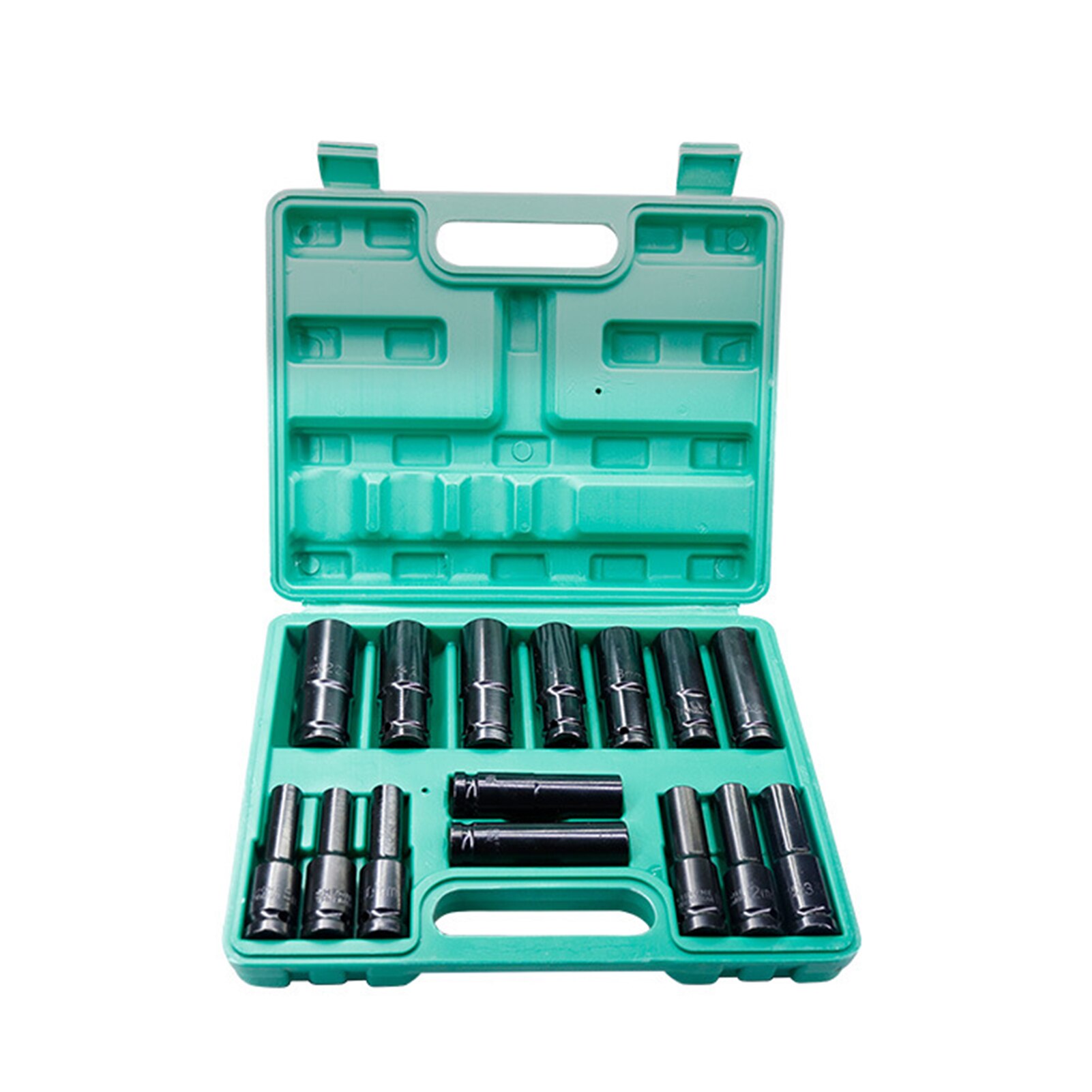1/2Inch Drive Hex Impact Socket Set 10-Piece Deep Socket Metric Sizes 10-24mm Carbon Steel with Hard Storage Box: 15pcs 8-22mm
