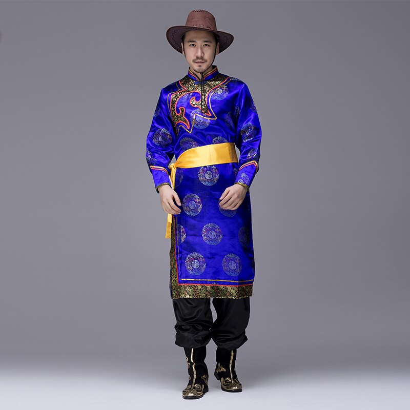 Traditional Mongolian Costumes for Men Grassland National Genghis Khan Riding Dance Stage Performance Asia Adult Waer