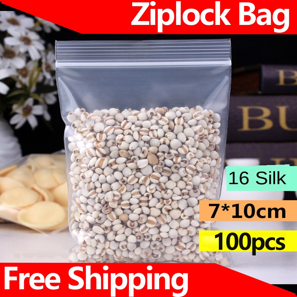 Ziplock Zak Doorzichtige Plastic Zak Plastic Verpakking Zak 7X10Cm Dikke 0.16Mm Pe Plastic Verzegelde Zak Plastic voedsel Zakken 100 Stuks
