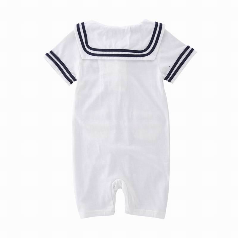 Baby Junge Sommer Strampler Neue Seemann kragen Kurzarm Baumwolle Strampler Kleinkind Kleidung E13255