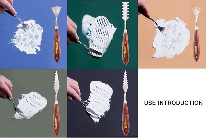 Dainayw 5Pcs Palette Knife Set Oil Knives Artist Crafts Stainless Steel Palette Scraper For Mixing Painting Acrylic Art Supplies