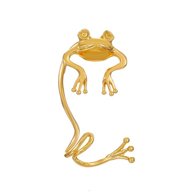 Gold Überzogene Frosch See Kostenloser Ohr Clip Luxus Ebene Schmuck Ohrringe für Frauen Geburtstag Paty Jahrestag: Gold